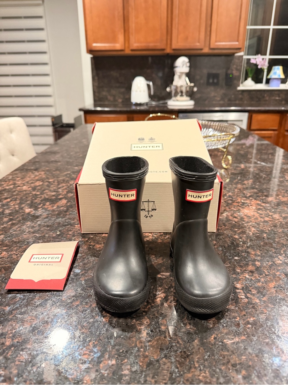 Hunter Kids Matte Black Short Rain Boots